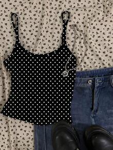 Attitoon 3件套女士复古百搭舒适豹纹、条纹、波点印花吊带背心，适合夏季、外出、搭配、机场造型，时尚别致，Y2K风格春季单品 - 彩色 - 查看 4