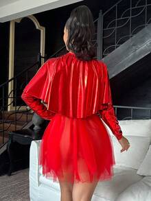 Fantasy Costume 5件套女士无钢圈文胸内裤套装（美国队） - 紅色 - 查看 2