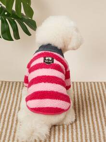 PETSIN 1 Piece Thickened Fleece Pet Clothing Warm Soft Fluffy Skin Friendly Anti Pilling Wear Resistant Breathable Lightweight Easy To Put On Off Elastic Design Cute Cartoon Bear Embroidery Pattern Pet Sweater Vest For Medium Small Dogs Cats Teddy Puppies Kittens Perfect For Pet Birthday Daily Indoor Outdoor - Pink - View 1