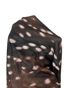 Aloruh 女士波点印花荷叶边领口喇叭袖打结腰部露脐上衣和鱼尾中长裙两件套 - 彩色 - 查看 8