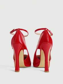 CUCCOO LuxiPop Giày cao gót mũi nhọn chống thấm nước bằng da PU dành cho nữ, kiểu dáng tối giản thời trang, thoải mái cho sử dụng hàng ngày, dự tiệc và các sự kiện. - Đỏ - Xem 4