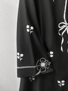 GlowEve Women's Fashion Casual Butterfly Print Long Sleeve Robe Dress With Matching Shawl, 2 Pieces Set, Spring/Summer - Multicolor - View 5