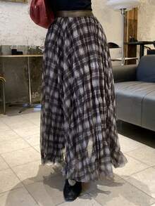 DAZY Chân váy nữ kiểu dáng thường ngày, chất liệu có họa tiết, thích hợp cho mùa xuân/hè. - màu nâu - Xem 11