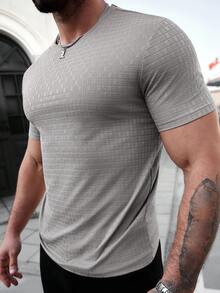 Manfinity Homme Áo thun nam tay ngắn cổ tròn màu trơn, kiểu dáng thường ngày, đa năng, chất liệu dệt kim màu xám, áo thun nam tay ngắn màu xám, thích hợp cho các chuyến đi cuối tuần, hoạt động ngoài trời, du lịch, môi trường làm việc thoải mái hoặc các dịp bán trang trọng, quà tặng cho bạn trai/chồng, quà kỷ niệm/sinh nhật, tiệc tùng, kỳ nghỉ hè, lễ hội, năm mới, đám cưới, ngày Valentine. Áo thun nam tay ngắn màu xám chất liệu dệt kim jacquard. - Xám - Xem 5