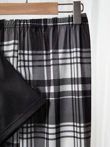 Boys Big Kids Loungewear Set - Four Season Black Short Sleeve Top Classic Gaming Console Placement Print And Black White Plaid All-Over Print Long Pants - Perfect Boys Home Pajama Set - Multicolor - View 5