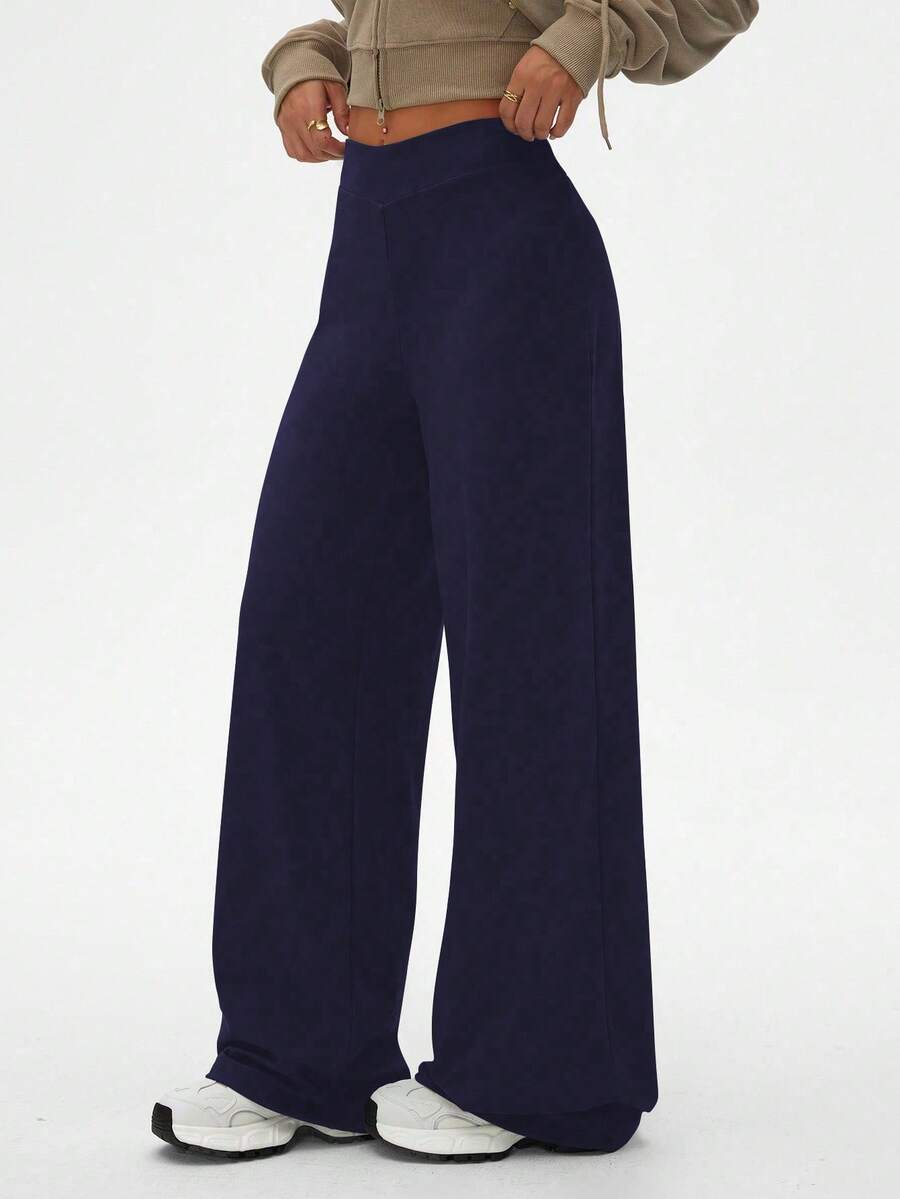 Dewbera Women's Loose Fit Casual Sports Pants, Suitable For Outdoor, Running Wide Leg Sweatpants Wide Leg Yoga Pant Navy Blue Pants Loose Pants Wide Leg Leggings - Navy Blue - View 1