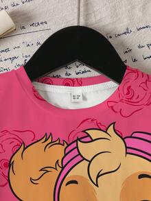 SHEIN | PAW Patrol Young Girl Cute Cartoon Dog Print Short Sleeve T-Shirt, Casual Daily Commute - White - View 4