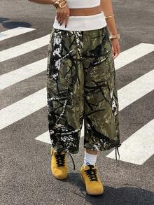 StreetHx Women's All-Over Print Slant Pocket Casual Wide Leg Jeans - Multicolor - View 4