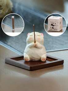 Zazumi 1PC Mini Frog Panda Incense Holder Cute Pet Blessing Design Ceramic Resin Material Desktop Decor Cones Stick Incense Burner For Aromatherapy Meditation Good Luck Charm Gift For Women Men Friends Office Home Study Decor Zen Relaxation Novelty - Multicolor - View 9