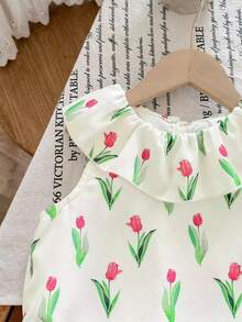 LMoss Kids LMoss   Young Girl Floral Print Ruffle Hem Top And Pants Cute Set - Multicolor - View 4