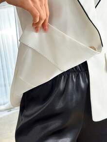 EURMUSE Women Pearl Detailed Lightweight Blazer Jackets - White - View 7