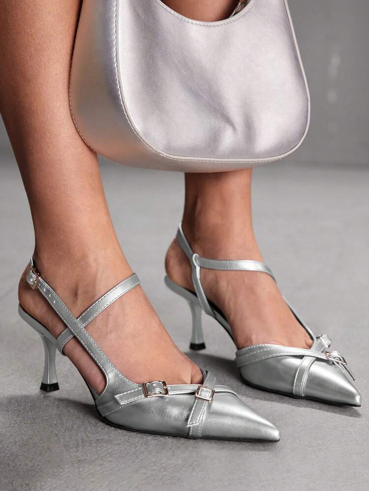 CUCCOO SZL Women's Shoes Are Silver Pointed Multi-Buckle High Heels, With A Fashionable And Modern Niche Design Sense. The Details Are Decorated With Cross-Buckles And A Stiletto Structure, Which Has The Functions Of Modifying The Foot Shape And Enhancing The Aura. It Is Suitable For Fashionable Women Who Pursue Individuality And Can Be Worn With Niche Styles To Attend Parties, Art Exhibitions And Other Scenes.