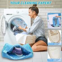 1/2个360°鞋类洗衣机袋，适用于所有鞋型 - 防变形、可机洗、可晾干、内衬柔软绒毛的保护性洗衣袋，非常适合运动鞋和休闲鞋。 - 彩色 - 查看 3