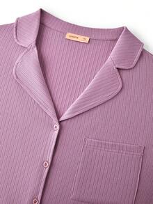 LUVLETTE 加大码女士罗纹舒适100%纯棉基础经典长款睡衣家居服套装四季皆宜，适合曲线身材，尺码齐全。 - 粉色 - 查看 10