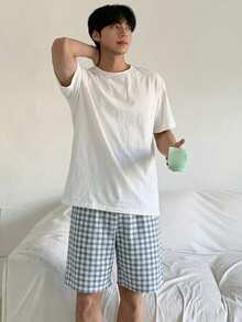 DAZY Bộ đồ ngủ mùa hè dành cho nam gồm áo thun và quần short - Nhiều màu - Xem 3