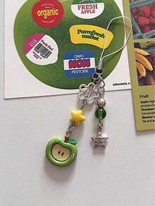 SHEIN Basic living 1 szt. Uroczy brelok do telefonu/torby w kształcie jabłka z napisem "Powodzenia", dekoracyjny wisiorek, uchwyt USB zapobiegający zgubieniu - Wielokolorowe - Zobacz 12