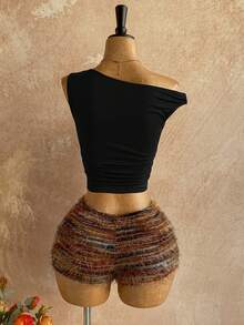 Soleia Trang phục dự tiệc cưới phong cách miền Tây, thường ngày, phù hợp cho lễ tốt nghiệp, tiệc trưa, ngày lễ Thánh Patrick, kỳ nghỉ xuân, lễ Phục sinh, lễ hội âm nhạc. Bộ đồ 2 mảnh thanh lịch, ấm áp, chất liệu dệt kim màu nâu, kiểu dáng bất đối xứng, vai lệch và lưng khoét họa tiết hoa dành cho nữ. - màu đen - Xem 2