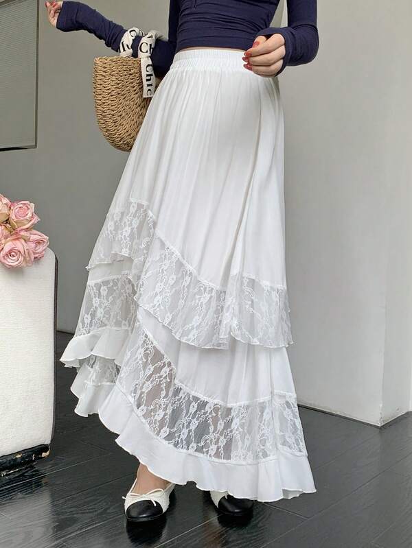 K-Vae 新款蕾丝不对称A字蛋糕裙，春夏款