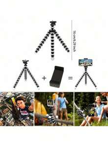 1pc Octopus Shaped Flexible Tripod Phone Holder Suitable For Taking Photos - Black - View 2