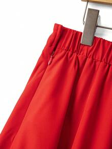 GlowEve CURVE Women's Elegant High Collar Tie Long Sleeve Blouse And A-Line Valentine's Day Skirt 2-Piece Set - Multicolor - View 5