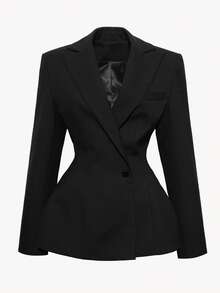 MYSTAURA 女士休闲优雅长袖西装裙，有衬里，修身剪裁，适合日常穿着、约会、度假、生日派对、返校派对、单身派对、旅行、春秋季节穿着。 - 黑色 - 查看 6