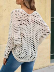SHEIN Maternity Solid Color Twist Hollow V-Neck Fashionable Long Sleeve Sweater - Apricot - View 2