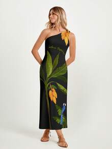 CAJUNI Đầm dài dệt kim TROPICACAU_KNITLONGDRESS - May bằng vải dệt kim - màu đen - Xem 5