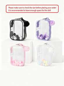 Display Storage Bag, Transparent Cabinet Dustproof Pouch For Chic Monster, Portable & Waterproof PVC Organizer With Keychain For Dolls, Toys, Cables, Ideal For Birthday/Christmas Gifts(Doll Not Included) - Multicolor - View 11