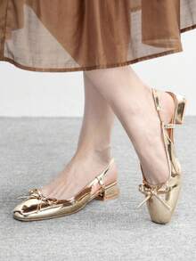 CUCCOO BIZCHIC Zapatos planos versátiles para ir al trabajo, de base dorada, para Navidad - Oro rosa - Ver 5