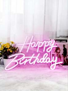 Happy Birthday Acrylic Neon Letters, LED Light Up Party Decor, Perfect Gift For Friends Family Lovers, Ideal For Birthday Holiday Surprise Celebration - Multicolor - View 6