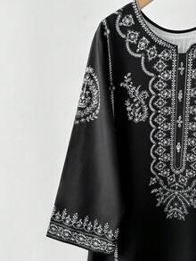 GlowEve Paisley Print Loose Notch Neck Elegant Women Dress - Multicolor - View 5