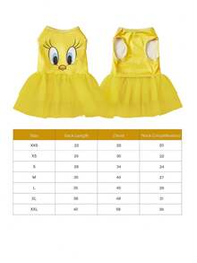 LOONEY TUNES X PETSIN 1 Small Yellow Duck Printed Pet Dress, Yellow Minimalist Style, Skin Friendly, Breathable Pet Clothing - Yellow - View 3