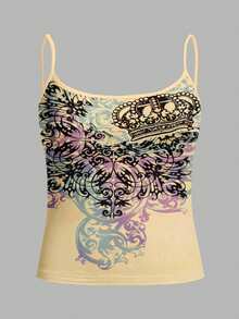 Glimmora Women's Crown Print Casual Versatile Camisole - Multicolor - View 4