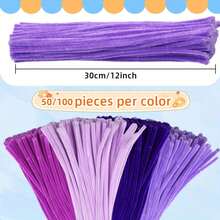 50/200/400 Stück gemischte lila Pfeifenreiniger, faltbare grüne Chenille-Stäbe Pfeifenreiniger, Weihnachts-Bastelutensilien für DIY-Basteleien und Reinigung, Bastelbedarf und Dekoration Chenille-Stiele - gemischtes Lila - Übersicht 3