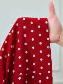 SHEIN Red Polka Dot Woven Print Pattern Robe For Teen Girls, Casual, Vacation, Daily Wear, Modest Arabic Jalabiya Style,Kids - Red - View 9