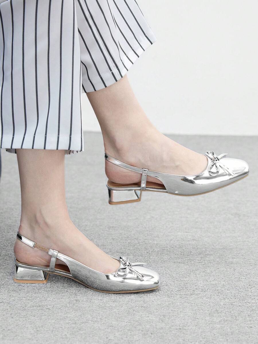 CUCCOO BIZCHIC Giày bệt nữ Gold Basis đa năng, thích hợp cho việc đi lại trong dịp Giáng sinh. - Bạc - Xem 1