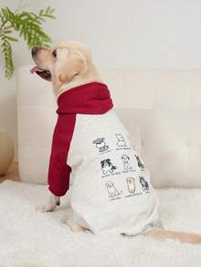 Pet Clothing, Dog Clothing, Large Dog Clothing, Dog Contrasting Clothing, Dog Thick Hoodie, Cat Clothing Suitable For Dogs Weighing 10 Pounds To 100 Pounds - Red - View 1