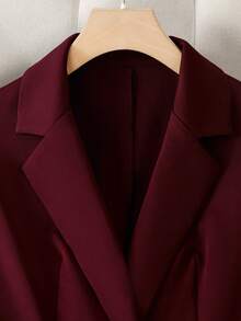 Franclia Women's Burgundy Elegant Goddess-Style Suit Vest, Summer Lightweight Suit Jacket, Spring Women's Lightweight Suit Jacket, Women's Summer Vacation Lightweight Suit Jacket, Women's Valentine's Day Lightweight Suit Jacket, Women's Elegant Lightweight Suit Jacket, Vacation Lightweight Suit Jacket, Women's Casual Lightweight Suit Jacket, Women's Burgundy Lightweight Suit Jacket - Burgundy - View 3