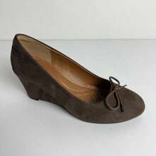 CUCCOO BIZCHIC Brown Suede Retro Bow Tie Wedge Shoes, Elegant And Commuting-Friendly - Coffee Brown - View 17