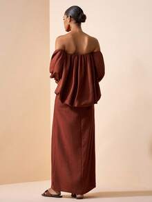 Zivah 2026春夏新品音乐节、复活节、圣帕特里克节、情人节、约会、西部风、游牧风、生日派对、毕业典礼、学院风、学生装、日常休闲、百搭基础款、休闲、度假、邮轮旅行、海滩、日光浴、爆款、街头风、婚礼宾客波西米亚风、通勤、早午餐、机场、派对、假日郊游、办公装、宽松无肩带长袖可拆卸两穿长款亚麻纹理棕色连衣裙 - 棕色 - 查看 2