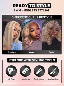 Highlight Blonde All Ready Wig Pre Bleached Pre Plucked Pre-Cut Lace Melting Lace 6x5 Glueless Straight Wear& Go Closure Bob Wig 100% Human Hair 9AM HAIR - S16/613 - View 9