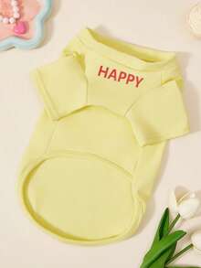 PETSIN Pet Dog Birthday Party Vest Cute Teddy T-Shirt Letter Print Puppy Clothes Yorkshire Soft Two Legs Dress No Hat - Yellow - View 7