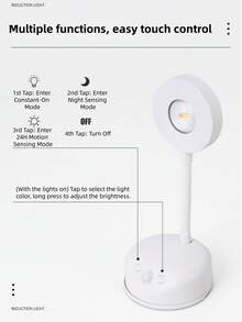 1pc Rechargeable, Wire-Free Indoor Wall Light, Spotlight, Table Lamp, Smart Led Motion Sensor Light, Picture Light Intelligent Human Body Sensor, Automatically Turns Lights On And Off - White - View 4