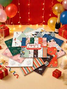 24张/套 DIY相册、剪贴簿、日记本材料纸、卡片制作背景纸，6英寸单面图案纸 - 彩色 - 查看 6