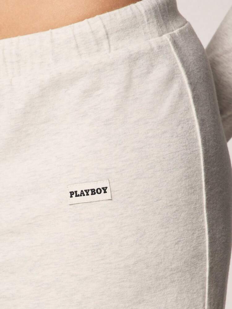 Missguided x Playboy Ribbed Button Front Long Sleeve Top Wide Leg Trouser Lounge Set For Lounging Relaxation Home Comfort Casual Wear Winter Cozy Indoor