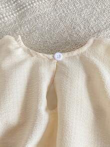 2件套女婴优雅纯色杏色无袖短裤和T恤套装 - 杏色 - 查看 6