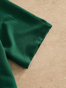 HIMLAND 男士休闲梭织口袋字母刺绣宽松短袖衬衫 - 綠色 - 查看 6