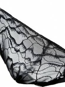 WENEZON 男士心形水钻装饰性感三角裤 - 黑色 - 查看 5