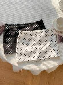 Comfortcana 2 pièces Jupe super minimaliste à pois noir et blanc, bas à pois, polyvalente et douce pour l'été - Multicolore - Voir 1