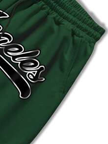 Manfinity LEGND Loose Men's Letter Graphic Striped Trim Drawstring Waist Shorts